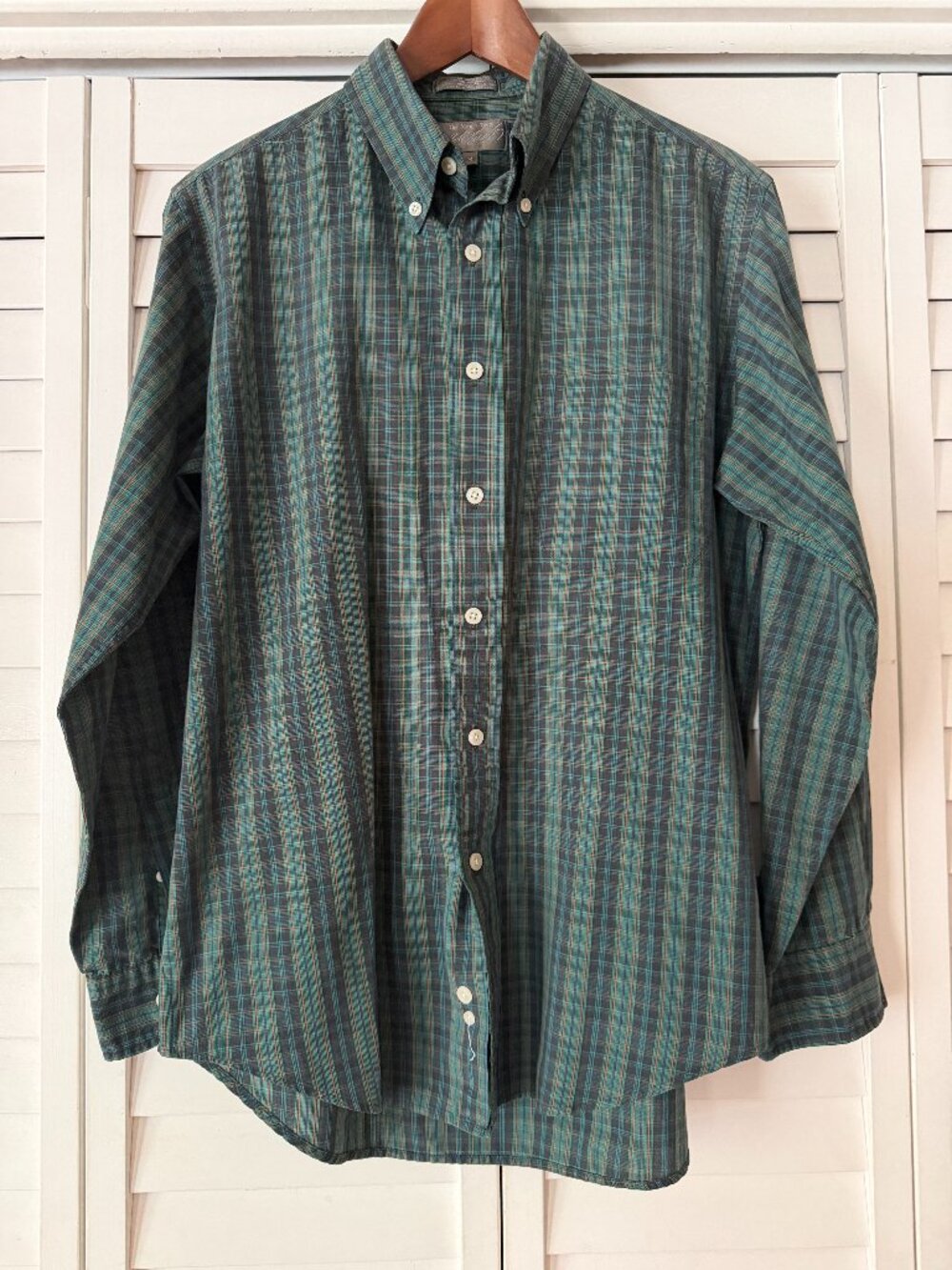 Lord & Taylor Green Plaid Men's Button Down - Size M